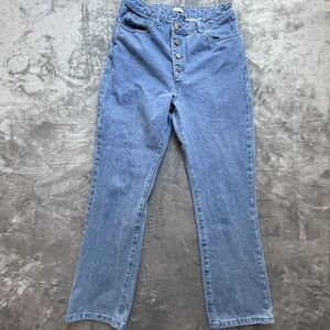 We Wore What Jeans Womens 29 Criss Cross Button Fly Straight Leg Simple Pockets